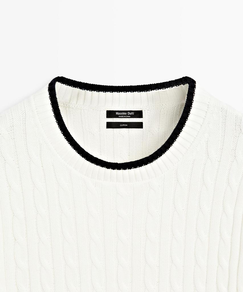 Masimodutti Cable Knit Short Sleeve Sweater