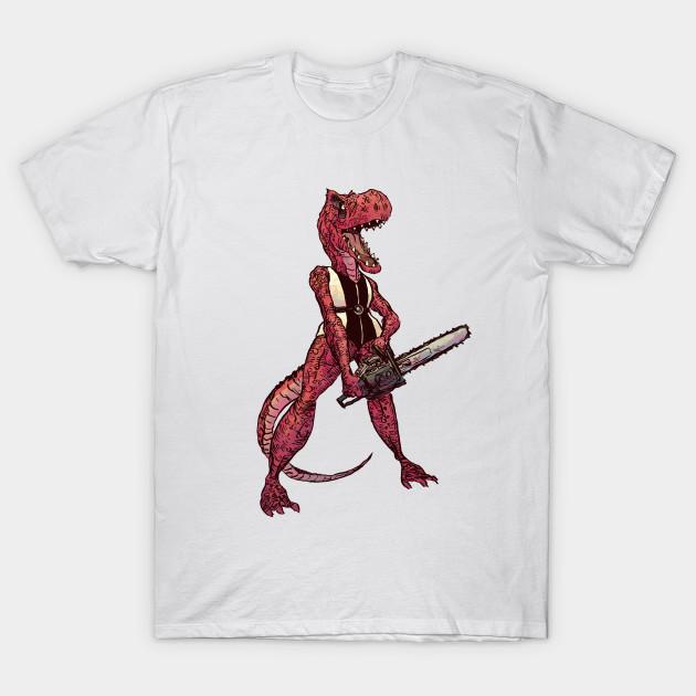 

Men Black Print T-shirt Allosaurus With A Chainsaw No-Cut Transfer Paper Print Cotton Tshirt 2XL білий