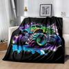 1pc Monster Truck Printing Lightweight Flannel Blanket, Comfortable and Warm Blanket,  Sofa Bed and Couch Office, Suitable for Gift Blankets