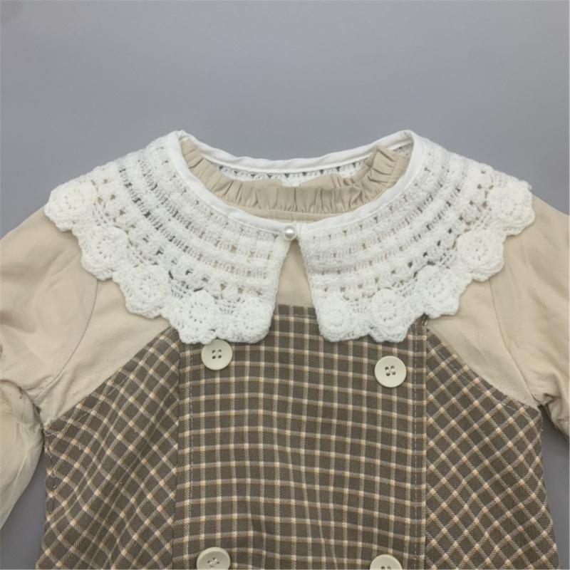 Japonais Enfants Filles Faux Col Châle Écharpe Creusé Tricoté Fleur Vintage Épaule Enveloppante Décorative Demi-Chemise Capelet