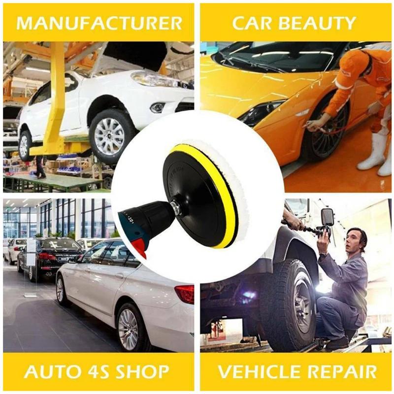 5PCs 3/4/5/6/7 inch car Polish pad circle soft wool waxing buffing pad tool kit auto polishing detailing cleaning goods
