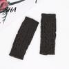 Stylish Fall Layering Sleeves Women Ribbed Wrist Arm Warmers, Stretchy Cable Knitted Fingerless Gloves, Versatile Covers for Driving Soft Warm Mitten,