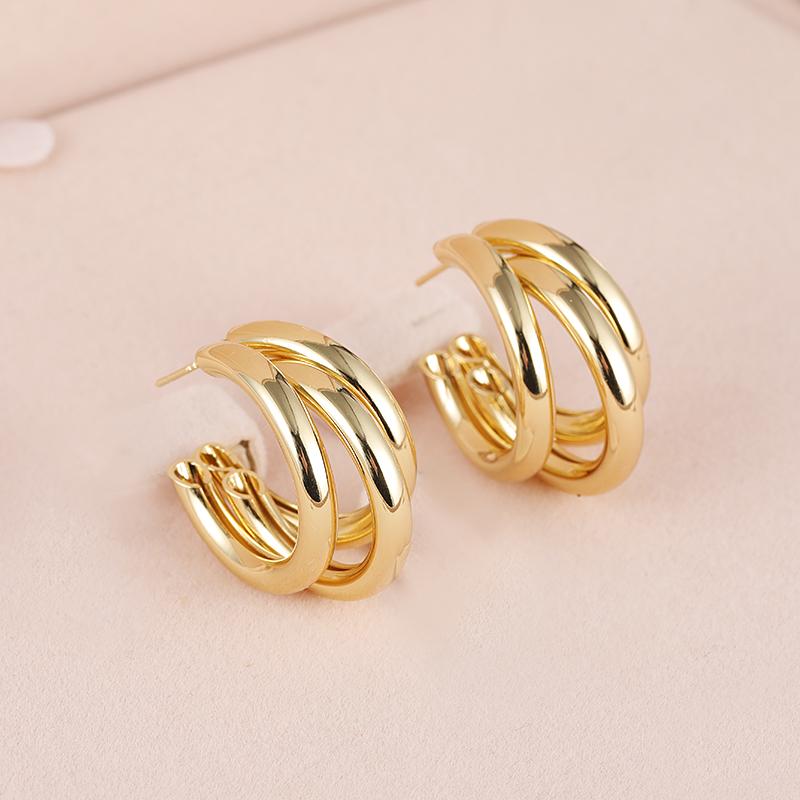 Celebrity's Same Style Metal Earrings Female Earrings Exaggerated Face Show Small Earrings Advanced and Popular Earrings