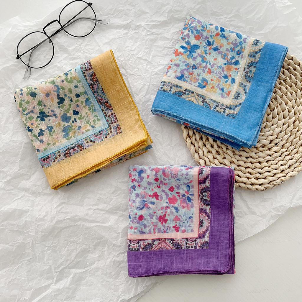 Korean Literary And Versatile Fashion Scarf Spring And Summer Cotton And Linen Small Square Scarf Silk Scarf Femininity Headband Scarf