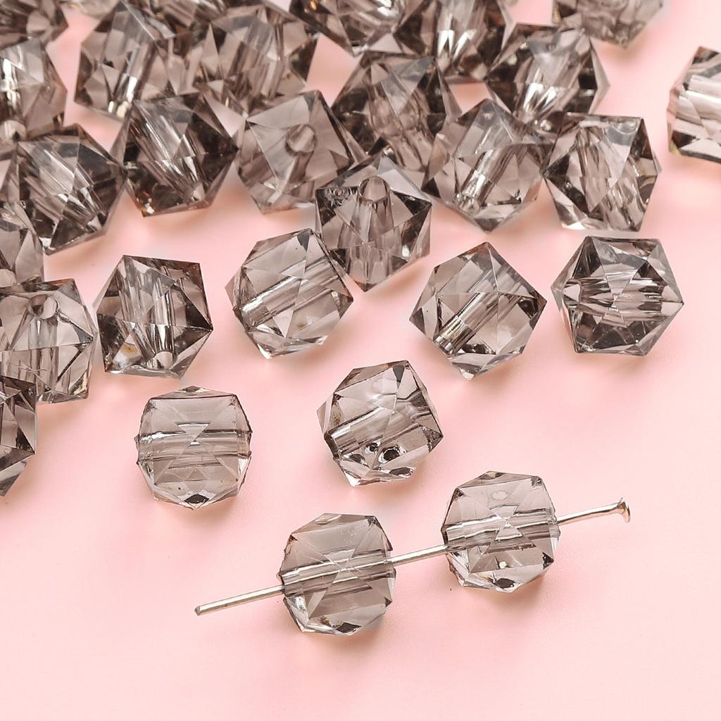 Handmade Beads Diamond-shaped Faceted Beads Acrylic Transparent Irregular Faceted Round Beads Beads DIY Bracelet Cell Phone Chain Jewelry Loose Beads