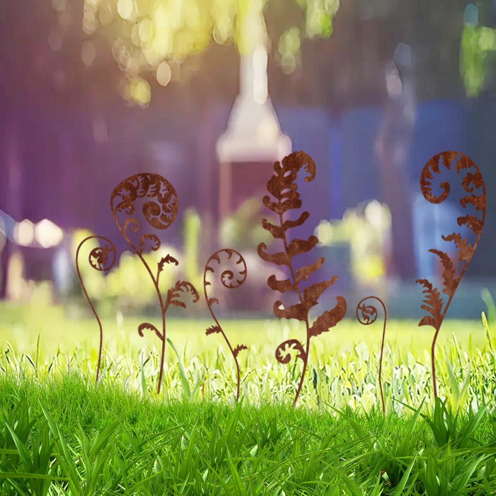 6-pack Leaf Silhouette Rusty Flower Pot Decorations for Indoor Holiday Decorations Outdoor Garden Patio Lawn Decoration Ground Inserts