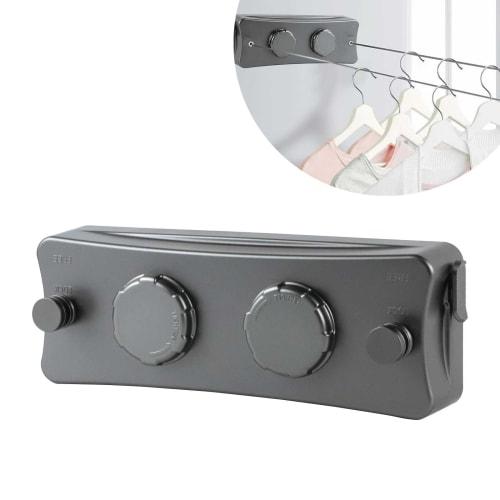 Retractable Clothes Drying Line, 16.7 Feet Long Twin Clothes Drying Line, Indoor Clothes Drying Wire, Wall-Mounted Stainless Steel Retractable Laundry