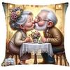 Elderly Couple Warmth Love Pillow Cover, Double Sided Soft Polyester 2D Flat Print Cushion for Sofa Bedroom Home Room Decoration