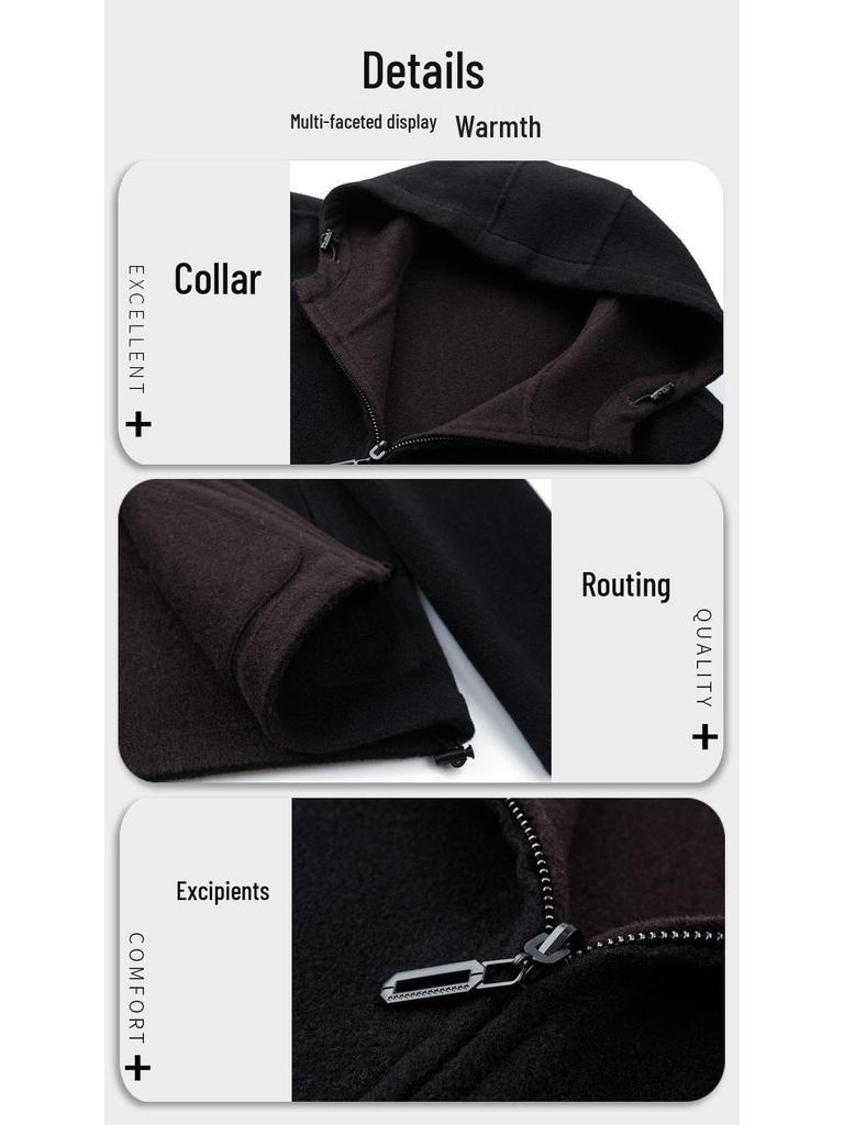 Men's Reversible Wool Hooded Jacket - Autumn/Winter Casual Loose Baseball Style Coat