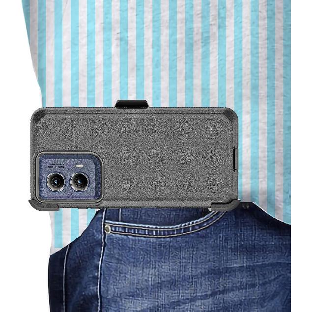 for Motorola Edge 2024 Holster Case, Rugged Holster with 360 Belt Clip Kickstand Heavy Duty Dual Layer Full Body Protection Armor Case for Motorola
