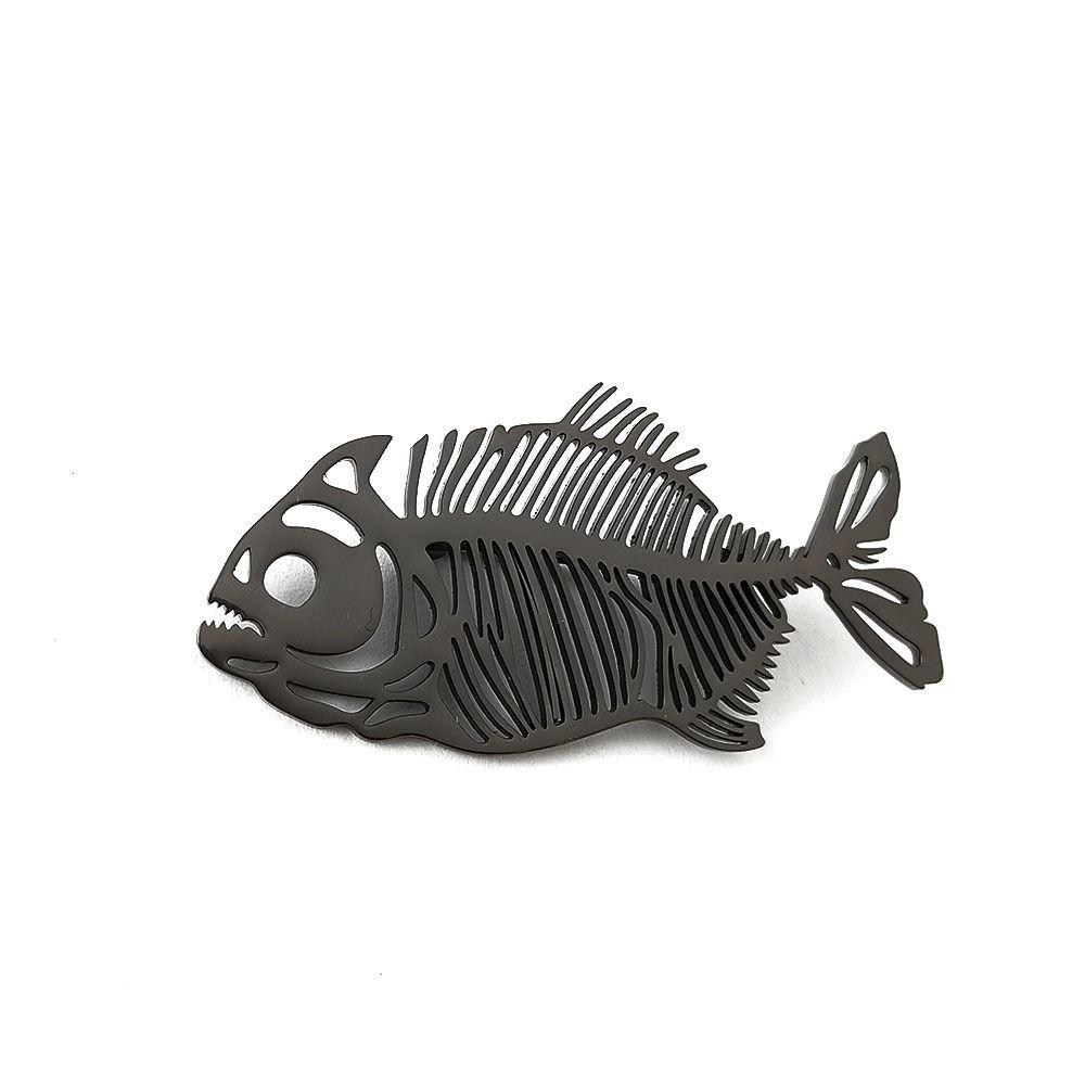 Elegant Stainless Steel Brooch Plated Corsage Pin Hollow Fish Bone Brooch  Clothes Accessories