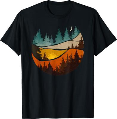 Trees Nature Mountains Adventure Outdoor Wildlife Forest TShirt Cotton Graphic T Shirts Print On Demand Camisas Streetwear