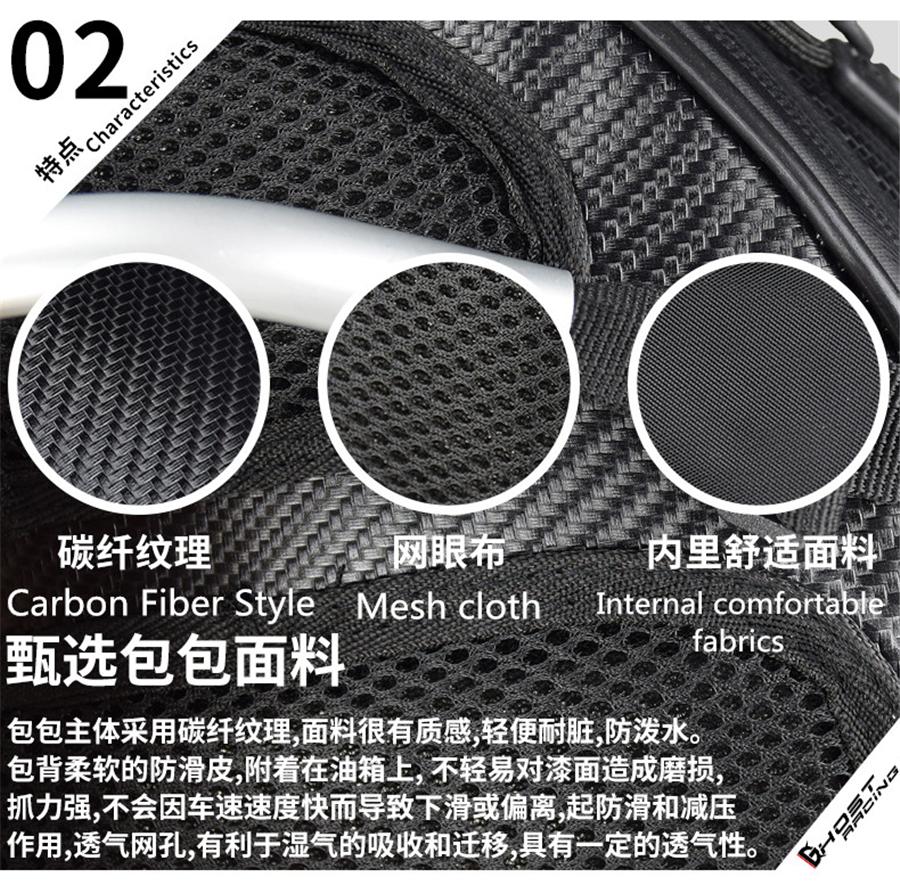 Motorcycle PU Leather Rear Seat Tail Bag Tool Bag Waterproof Carbon Fiber Color