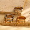 Stainless Steel Multi Layer Middle with Drill Ladies Open Rings Fashion Waterproof Jewelry Gifts and Accessories