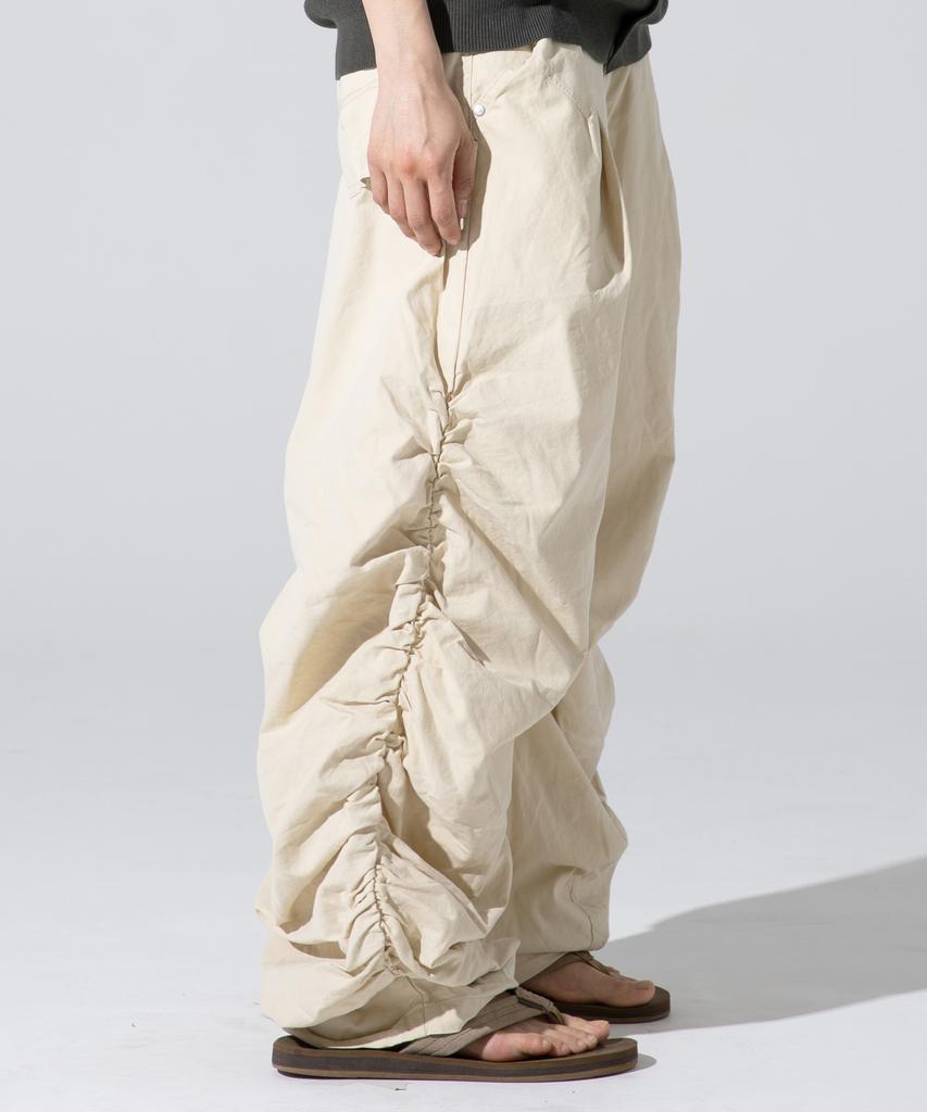 XTONZ Xp291 Pile Side Shirred Wide Cotton Pants (Cream)