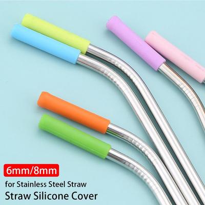 4Pcs Protective Cover Straw Tip Cover Tongue Anti-scalding 6mm 8mm Straw Silicone Tip Reusable Anti-scratch Straw Cap