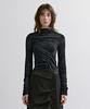TREEMINGBIRD Blurry Print Mock Neck Top [ Black ]