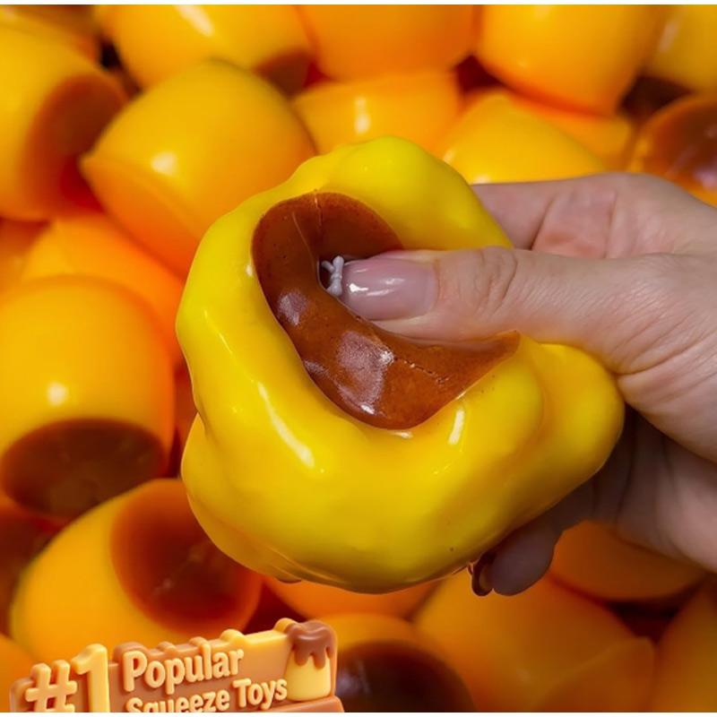 Handmade Pudding-Shaped Squeeze Ball Caramel Crunchy Squishy Fidget Accessory Portable Diy Stress Relief Cute Desk Toy