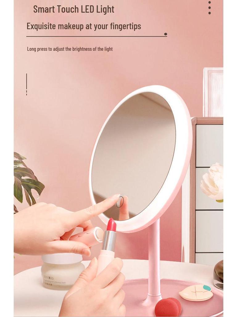 Rechargeable LED Makeup Mirror with Adjustable Three-Color Natural Light and One-Touch Control for Dressing Table