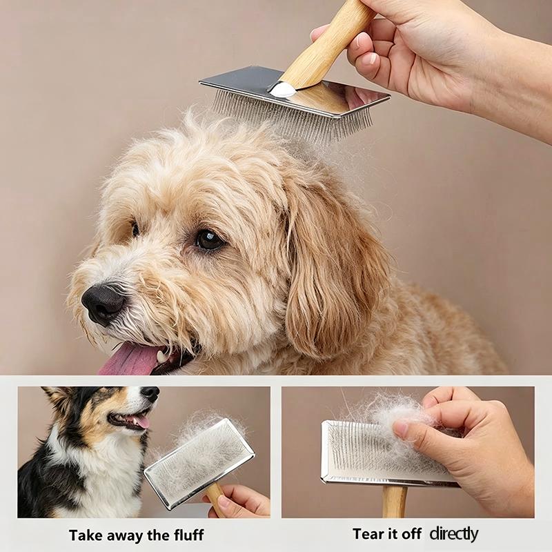 Dog Comb Brush for Dog Long Hair Cat Brush Car Animal Hair Solid Wood Pet Hair Remover Massage Cat Brush Pet Grooming GSZ05