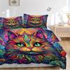 3pcs Cat Art Design Printed Bedding Set, Soft and Comfortable Quilt Cover for Bedroom, Guest Room (1 Duvet Cover + 2 Pillowcases, Pillow Cor
