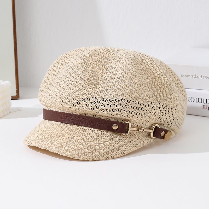 

Women s Spring/Summer Fashion Knitted Breathable Beret - Sun Protection Octagonal Cap One Size