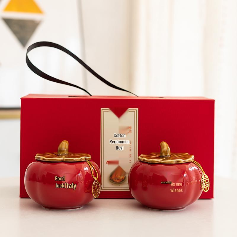 Keramik Kaki Bonbonglas Set - Hochzeits-, Verlobungs- oder Einzugsgeschenk