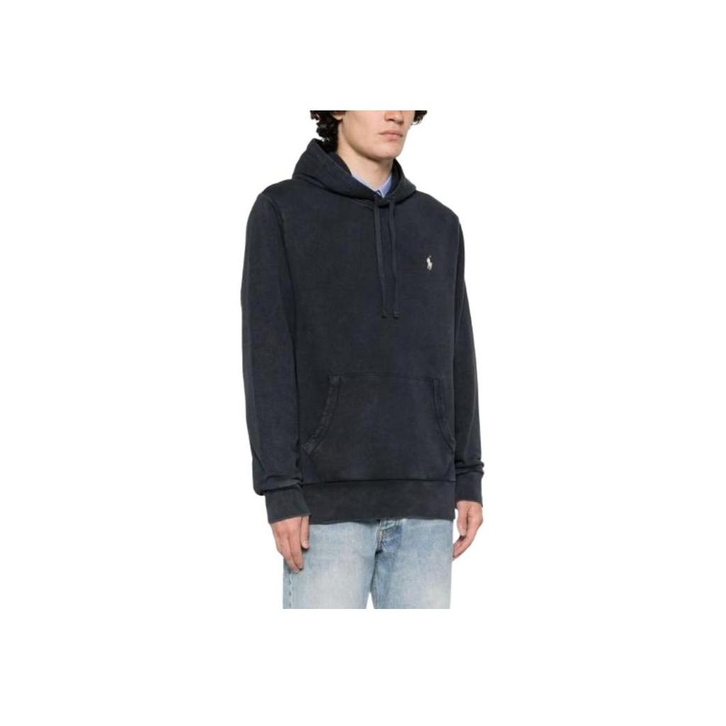Polo Ralph Lauren Solid Color Hooded Fitted Long Sleeve Sweatshirt Men Sweatshirt Black 710916690-025
