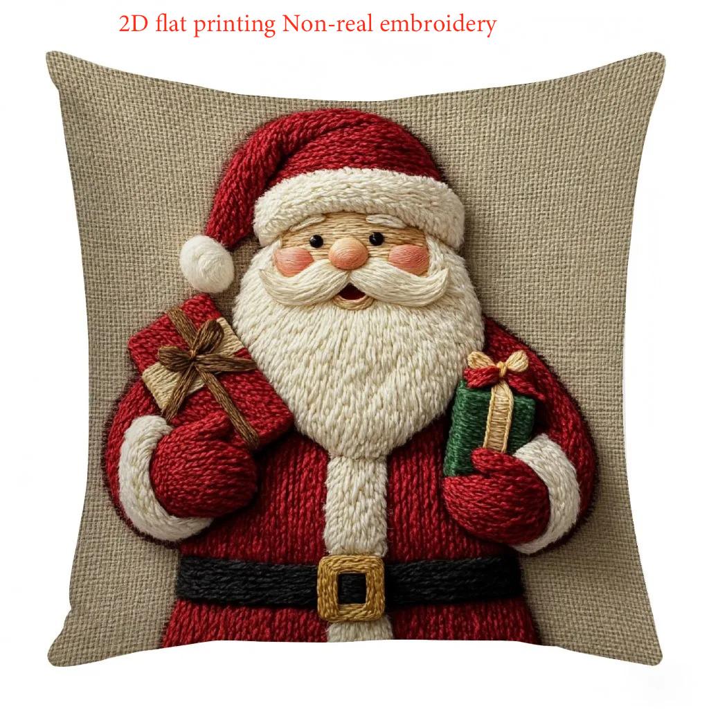 

Christmas 2D flat printed pillow cover, holiday Santa decorative sofa cushion cover bedroom waist pillow (excluding pillow core) 45x45cm