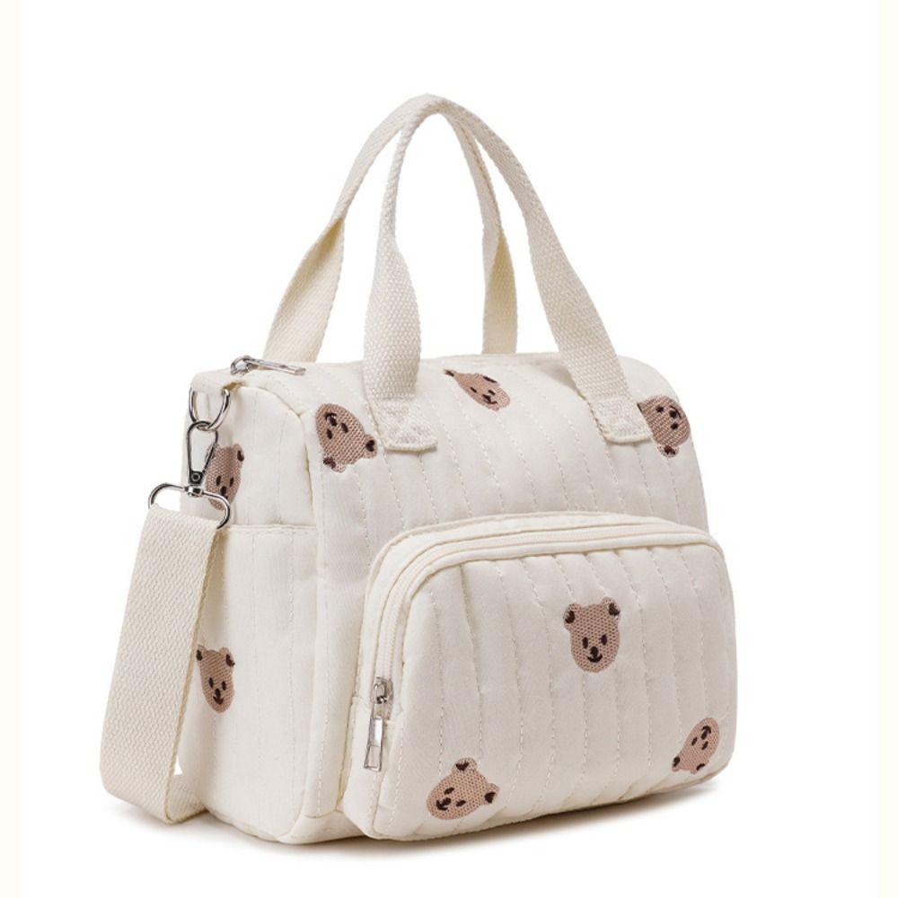 Embroidery Mummy Bag Korean Style Quilted Embroidered Shoulder Bag Baby Diaper Organizer Female