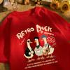 Retro Duck With Free Time Print Short Sleeve Unisex Cotton Fashion O-Neck Top Retro Basics Clothing Unisex Summer Loose Tee