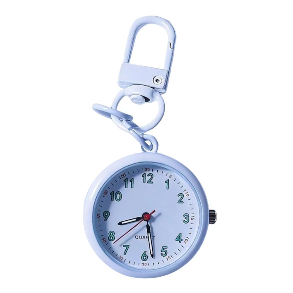 Silent Movement Exam Watch Alloy Case Leather Cover Keychain Watch Reusable Design Mini Size Pocket Watch Key Ring Accessory