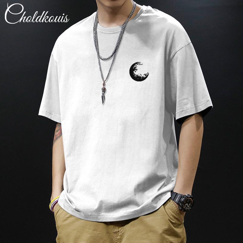 Cotton Short Sleeved T-shirt for Men Summer Trendy Brand, Loose and Versatile, Simple Printing, Comfortable and Casual Half Sleeved T-shirt