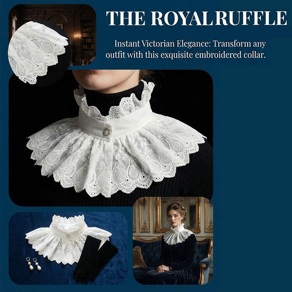 High Neck Fake Collar White Cotton Ruffle Collar Removable Detachable Collar  Blouse Decoration