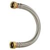 Braided Stainless Steel Water Heater Connector 24in Durable 3/4 FIP Ends with Washers Flexible Hose Home Installation