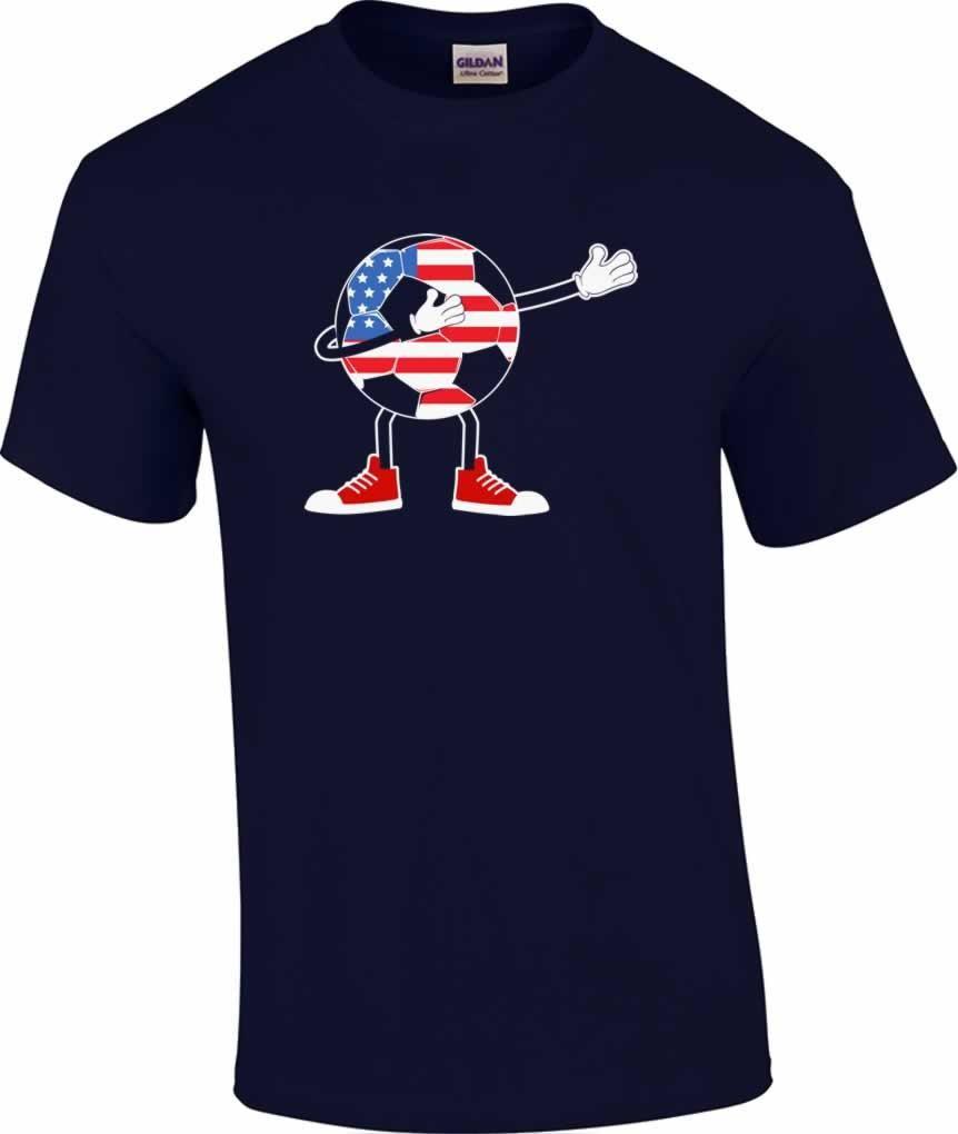 Patriotic Dabbing Flag Soccer Ball T-Shirt XXXXL