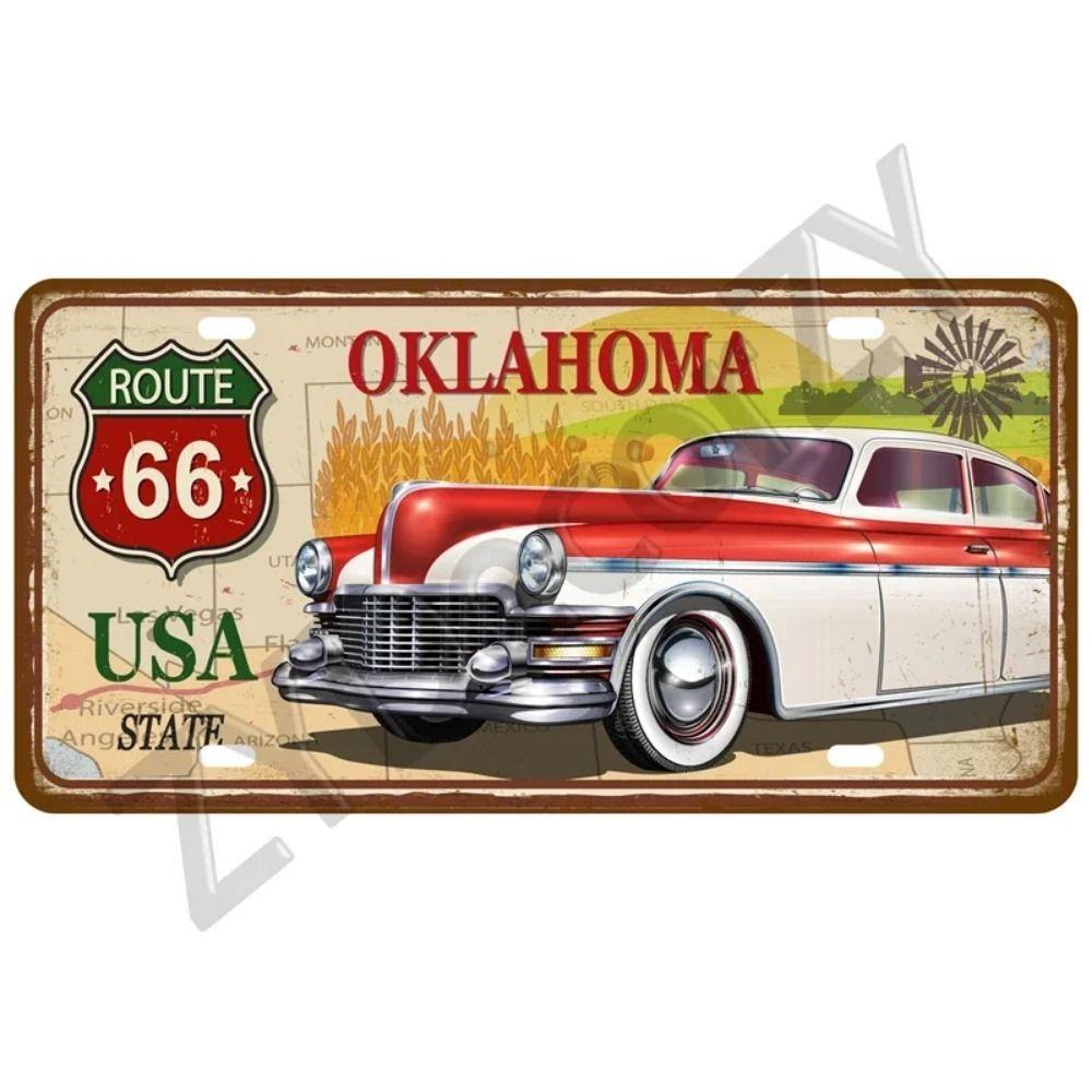Vintage Route 66 Cars Metal Tin Sign Bar Club Tire Shop Decor