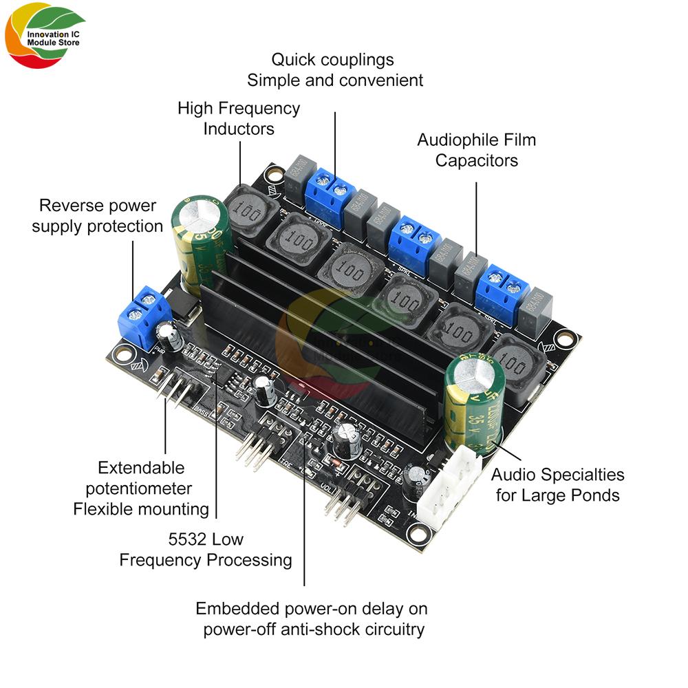 DC11-11V TPA1116D1 Audiophile HIFI Digital Audio Amplifier Board 11W*1+111WHigh Power 1.1 Channel Subwoofer with Extension Cable