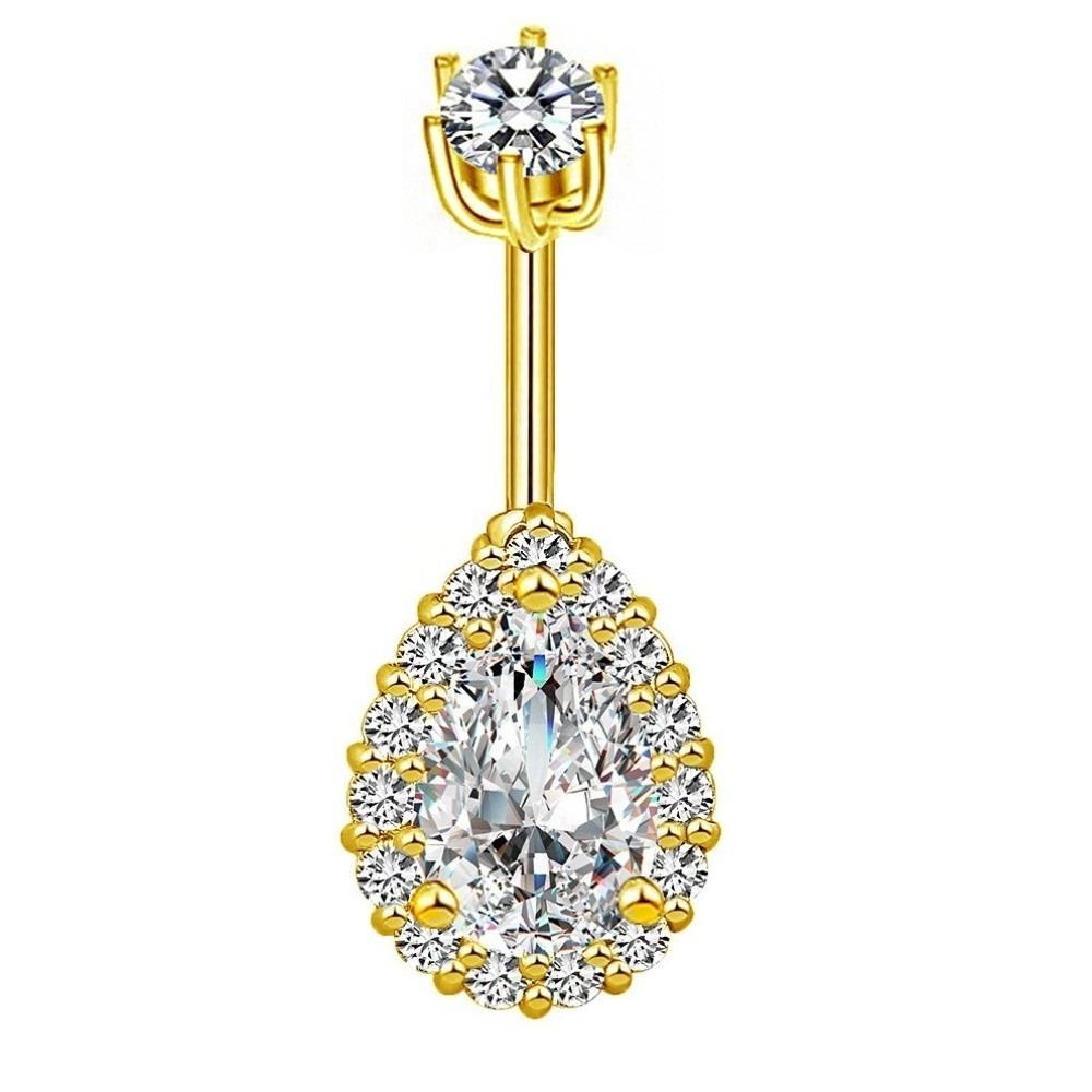 Rhinestone Zircon Navel Ring Stainless Steel Body Piercing Jewelry Fashion Belly Button Ring  Gift
