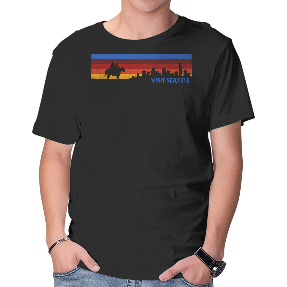 Unisex Crew Neck T-Shirt Visit Seattle Graphic Short Sleeve Casual Tee M