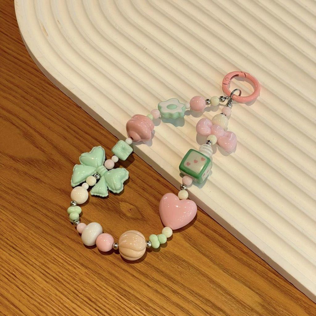 Cute Pvc Phone Chain With Beaded Keychain For Girls And Women