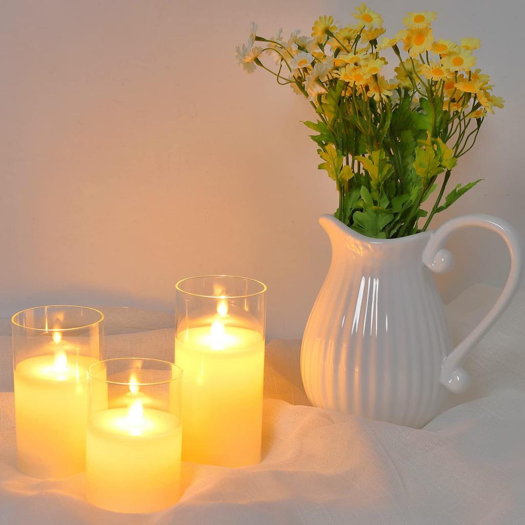 Litake LED candle clear battery with dedicated remote flickering party glass light, glass, operated, control, 3-piece set, candle, stylish, soothing,