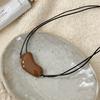 Vintage Irregular Red Enamel Heart Pendant Necklaces for Women Resin Adjustable Black Rope Sweater Chain Charm Jewelry