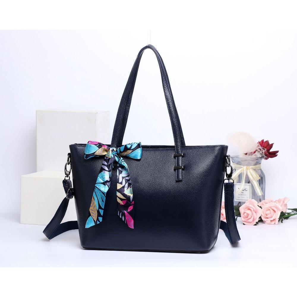 Cowhide Shoulder Women's Bag, Large-capacity Messenger Tote Bag, Women's Silk Scarf Bag, Fashionable and Simple Shopping Bag.