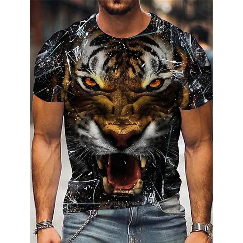 3D digital printing men's T-shirt, casual round-neck short-sleeved