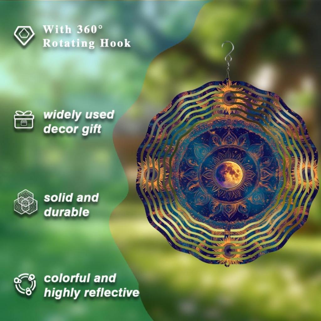 10 Zoll Hängendes Windspiel mit 360° Drehhaken Künstlerische Außendekoration für Garten Terrasse Balkon Perfektes Geschenk für Frühling Sommer Herbst