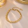 Stainless Steel Metal Hollow Link Chain Bracelet for Women Vintage Gold Color Watch Band Charm Bracelets Zircon Gifts