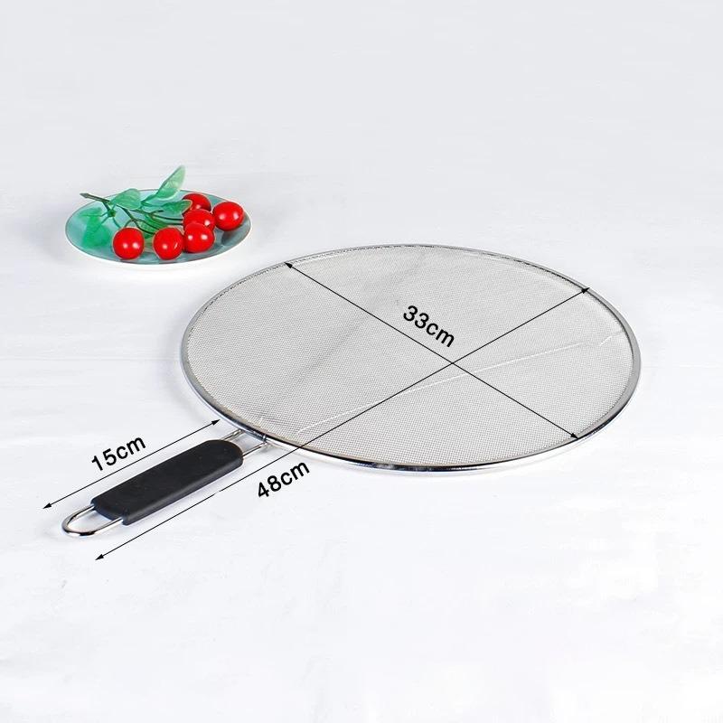 Stainless Steel Splatter Guard Oil Screens Circular Oil Splash Cover with Handle Used for Deep Frying and Cooking Kitchen Tools