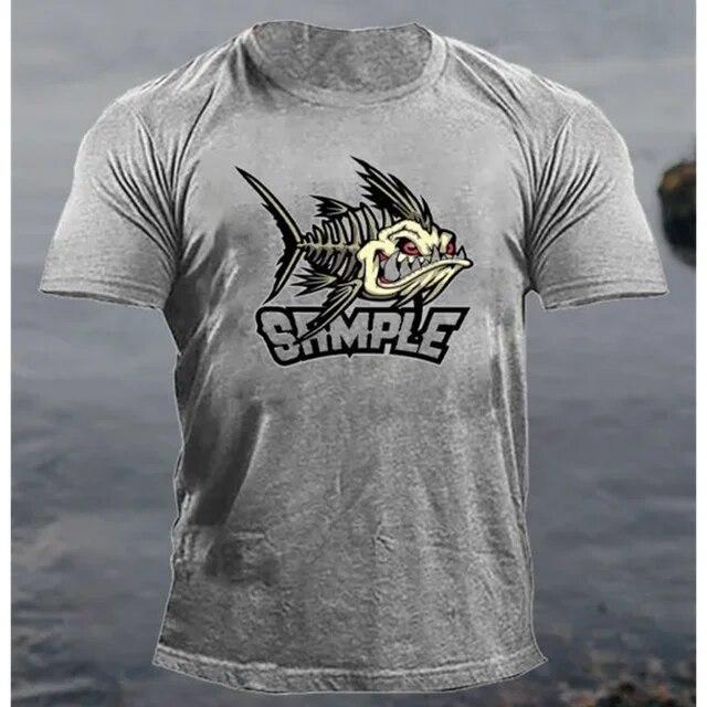 Vintage Herren T-Shirt 3D Schädel Fisch Druck Schreckliche Männer Kleidung Sommer Casual Kurzarm Straße Coole Tops Übergroße Sweatshirt