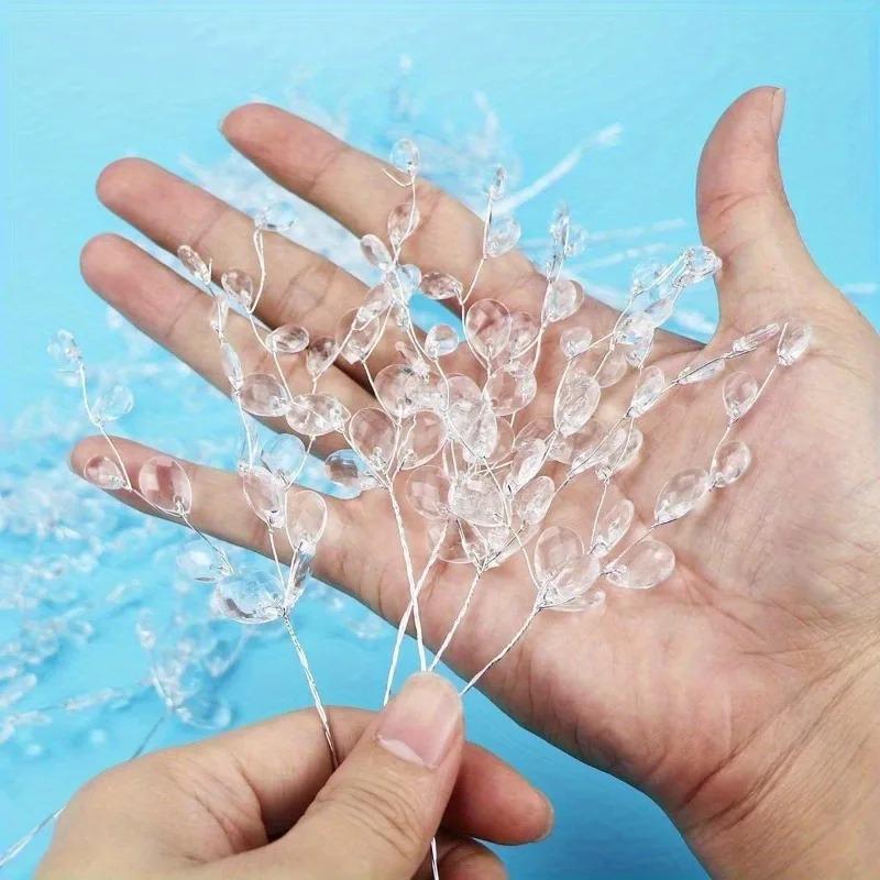 Acrylic Bead Flower Stems with Crystal Drops Versatile Beaded Twig Picks for Wedding Decor and Craft Jewelry Flower Charms